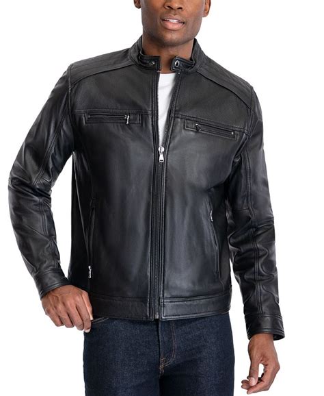 Michael Kors Men's Perforated Leather Moto Jacket, 